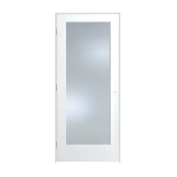 Trimlite Primed 1Lite Clear Tempered Glass Interior French 71/4" RH Prehung Door Brushed Chrome Hinges 3068pri1501CLETRH26D714 - main